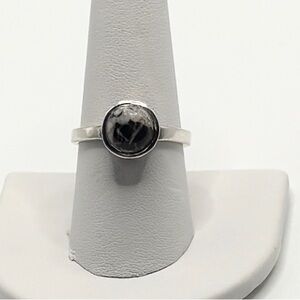 Elegant Silver Ring with Black Stone